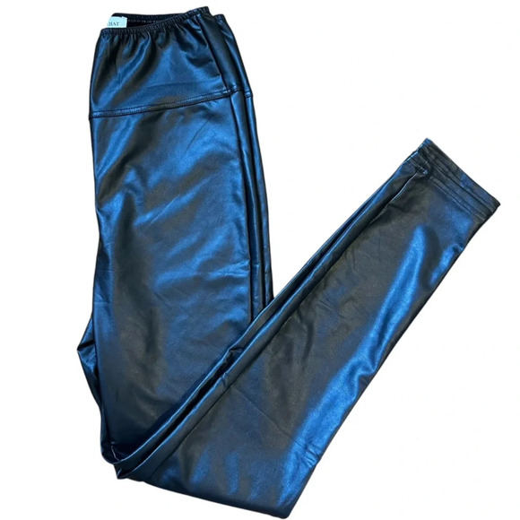 WeWoreWhat Black Shiny Patent Faux Vegan Leather High Waist Leggings Medium - Picture 1 of 6